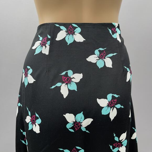 Maeve Anthropologie Skirt Women US 8 Zadie Midi Black Floral Print Lace Up Front - Picture 6 of 11